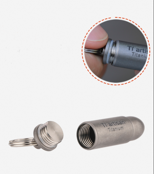 Titanium Pill Box Case Bottle Holder Container Organizer Keychain Portable Gift
