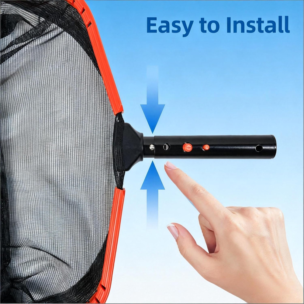 17.5" Pool Net, Pool Skimmer Net with Double-Layer Netting Bag, Aluminum Frame,