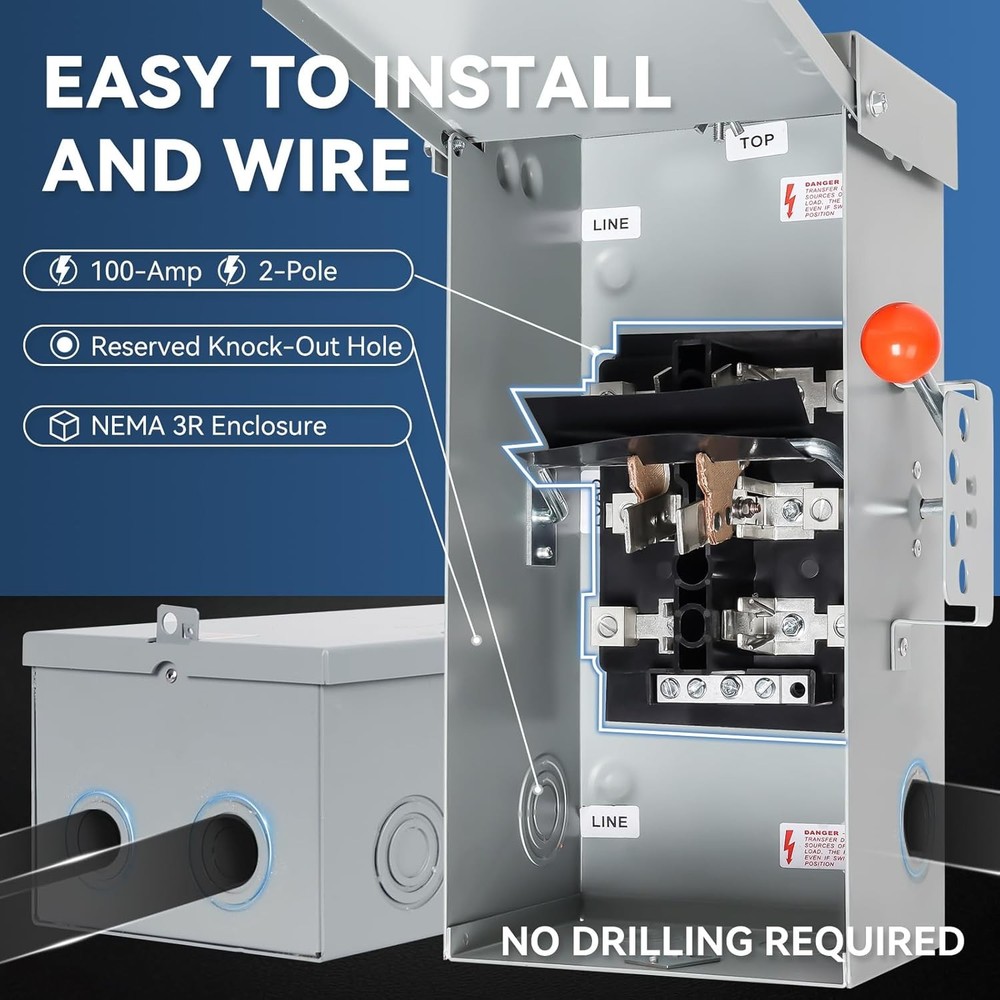 100A Generator Transfer Switch 24000W Double-Throw