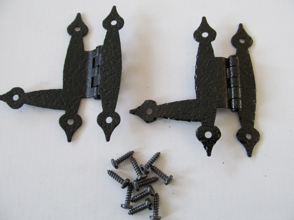 Cabinet HL Hinge Hammered Black Spade Colonial Offset Set-2 VTG