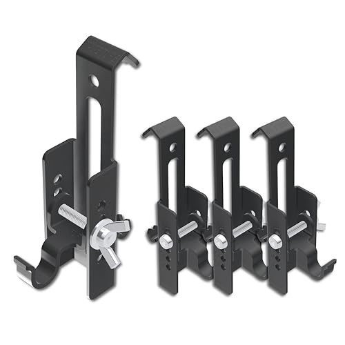 Adjustable Brick Wall Clips (4 Pack) – No-Drill Brick Hooks for Black 4 Pack