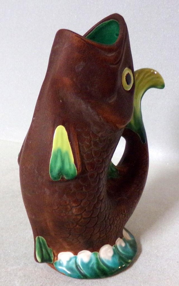 Woodland Majolica Fish Vase