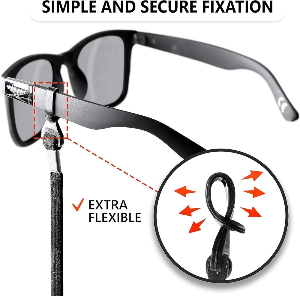 Versatile Eyewear Retainers: Classic Black Adjustable Strap for Men & Women