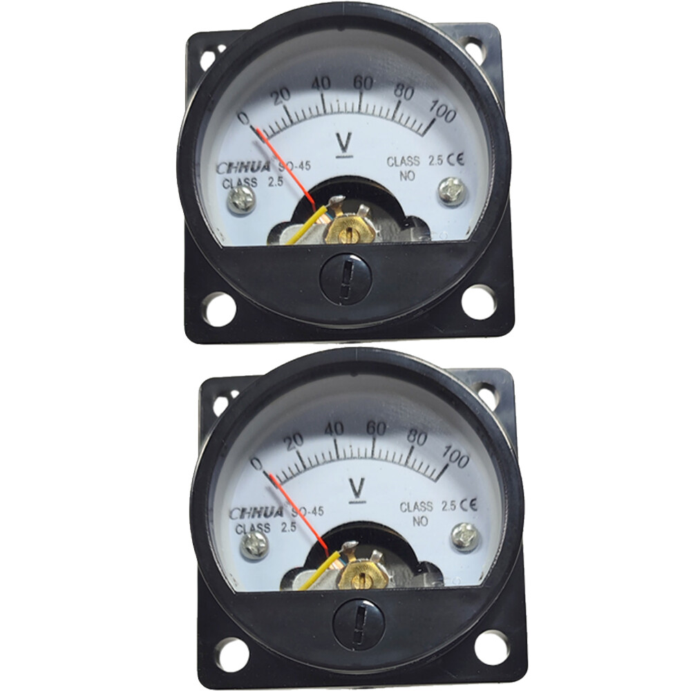 DC 0-100V Analog Voltmeter Analogue Voltage Panel Meter SO45 Directly Connect 2x