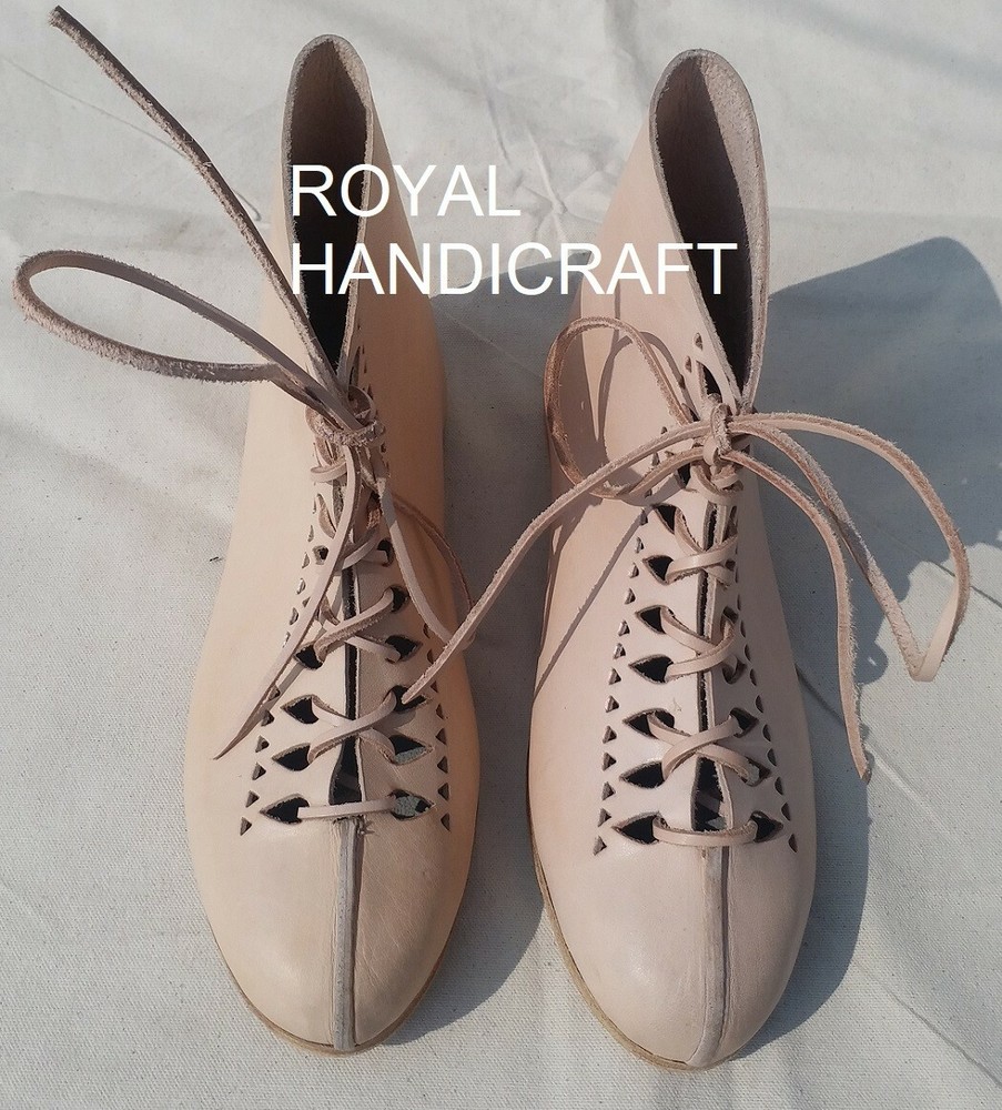 Authentic medieval boots Handmade leather boots Traditional lace boots