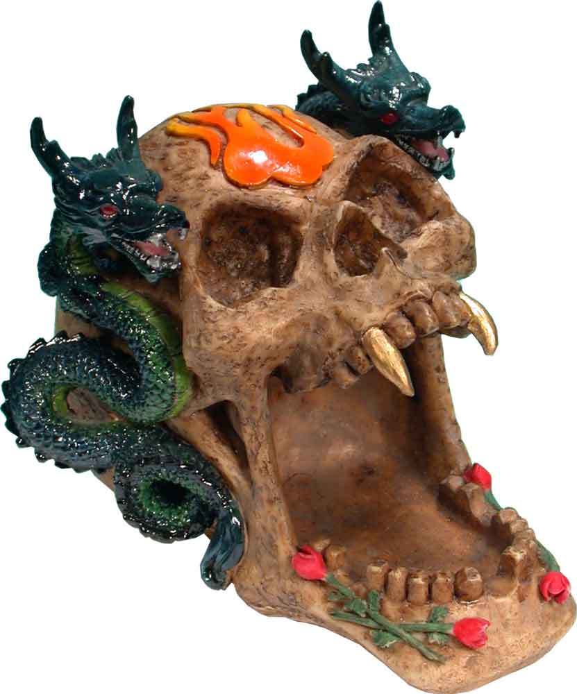 Halloween Vampire Dragons Demon Devil Dead Head Human Skull Dish Ashtray 2894-04
