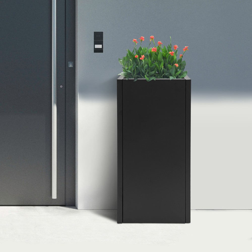 Tall Outdoor/Indoor Planter Box, Rectangular Large Flowerpot, Tall Metal Planter