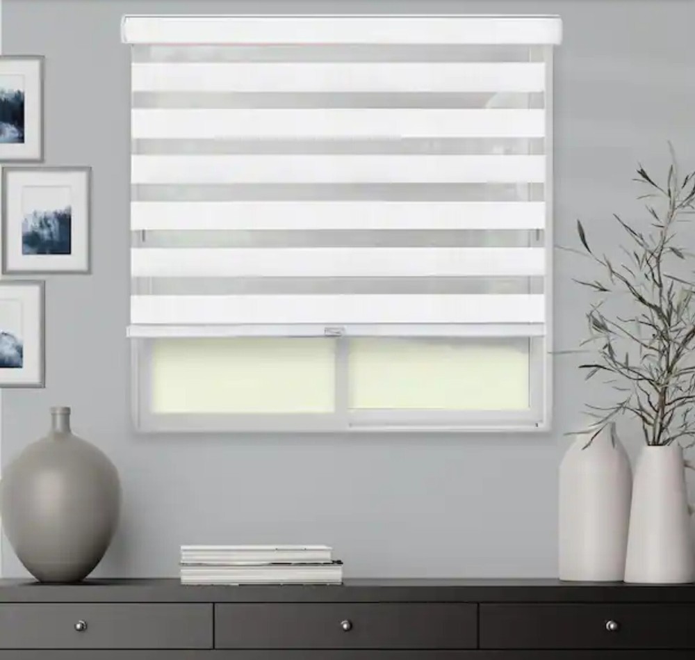 Chicology Cordless Dual Layer Zebra Roller Shade 54" x 72" - Basic Arctic