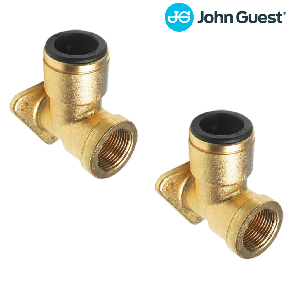 John Guest 2 x Brass Wingback Elbow–1/2" BSP Thread- Pipe OD 15mm