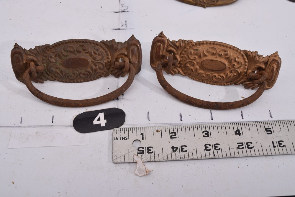 Salvaged Antique Variations - 19th Century Pressed Metal Bail Pull(s) & Hardware