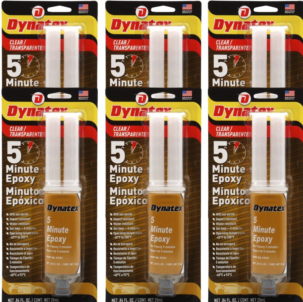Dynatex 5 Min Epoxy 0.84 oz - Fast Cure Strong Bond (6-Pack)