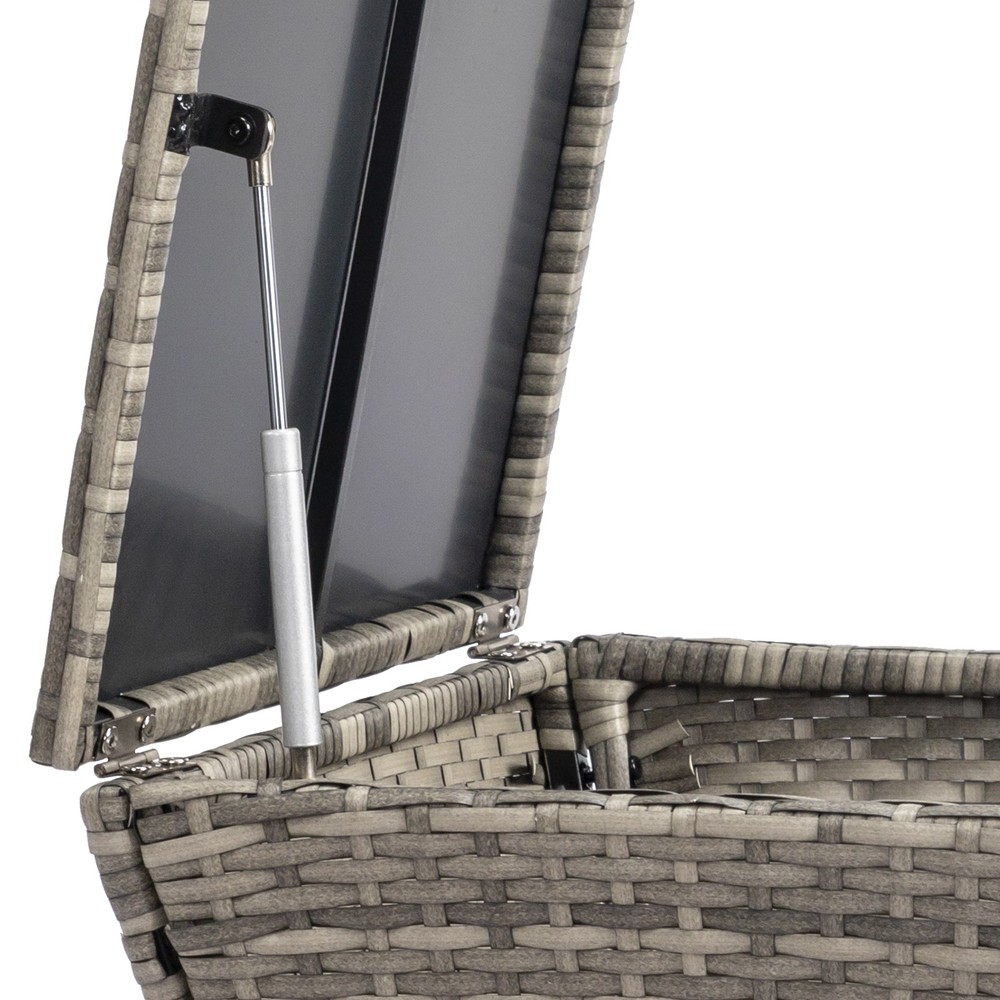Outdoor PE Wicker Side Table with Storage, Small Patio