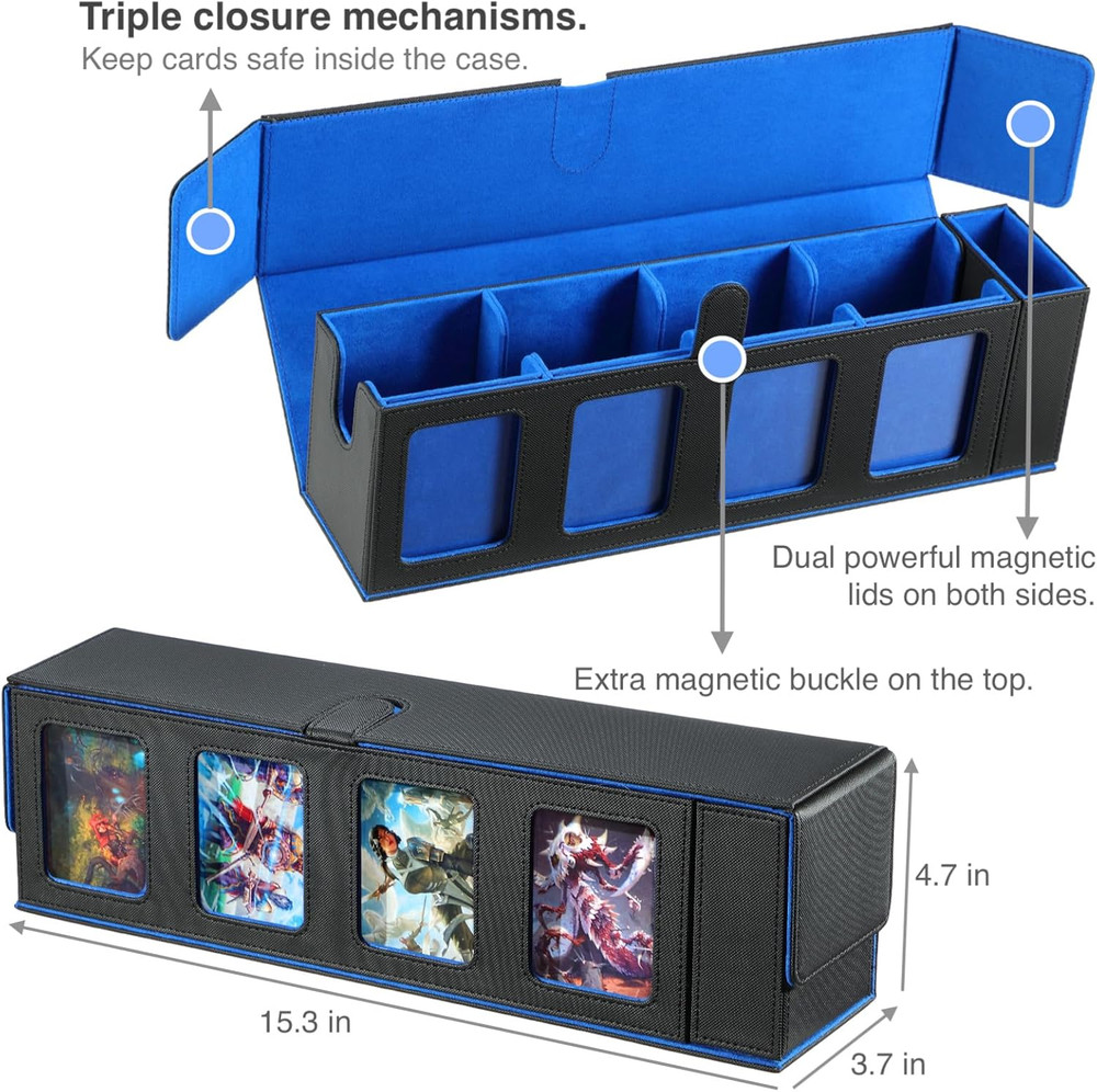 Trading Card Deck Case for 840 Cards, Storage Box with Display Windows for MT...