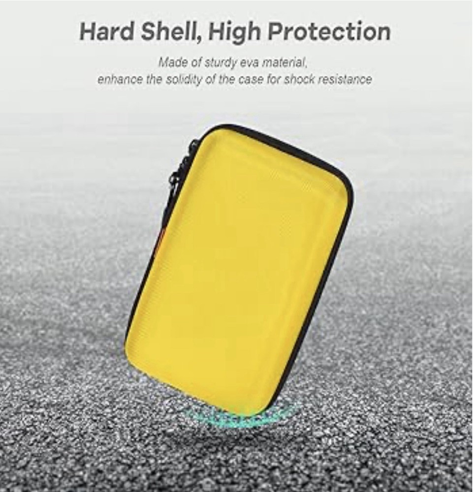 Bright Yellow Hard Shell Electronic Organizer Carrying Case - Shockproof Larg...