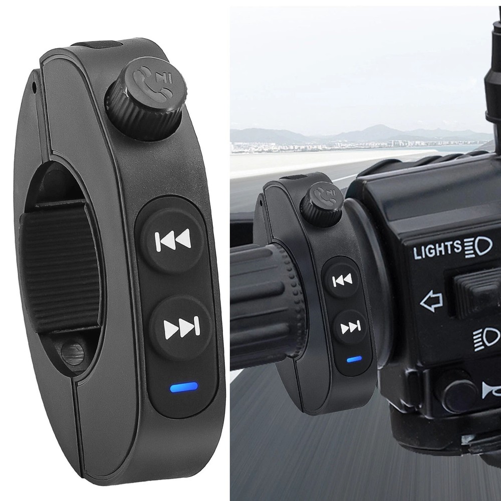 New Wireless Bluetooth Media Remote Control For Motorcycle Handlebar Black