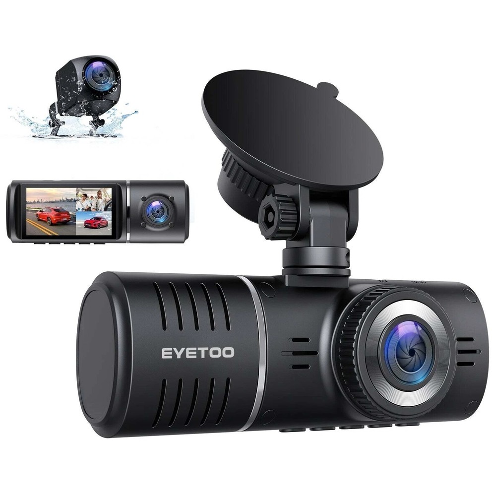 1080P+VGA Dual Dash Cam DVR Park Mode Camera Recorder G-Sensor Front/Rear/Inside
