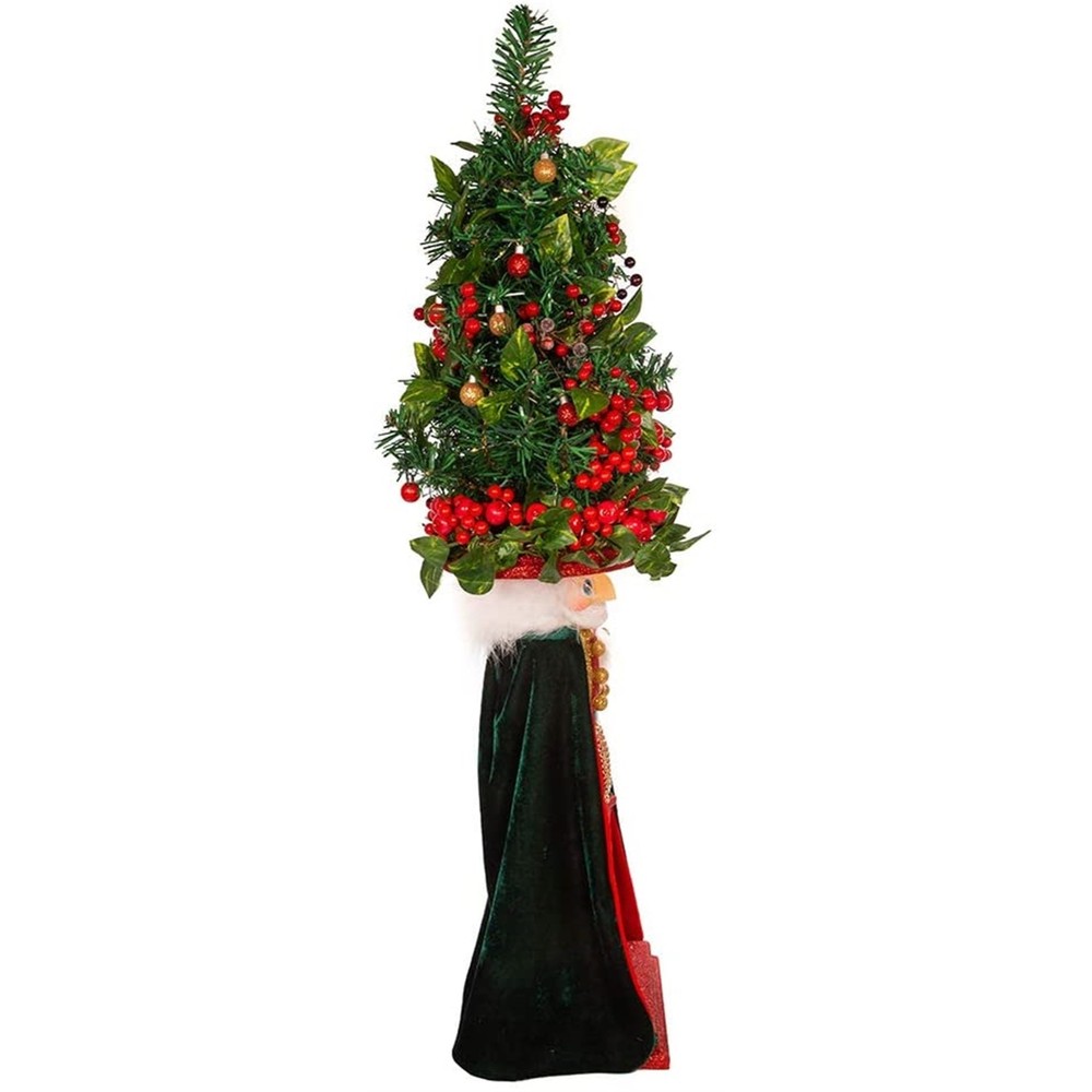 Kurt Adler LED Glowing Plaid Christmas Tree Nutcracker, 36"