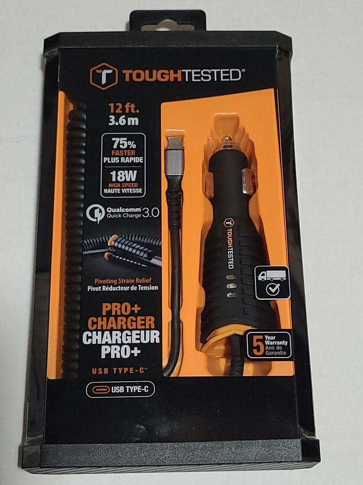 Tough Tested PRO+ CHARGER WITH USB TYPE C CONNECTOR CHARGER PRO+ AVEC CONNECTOR