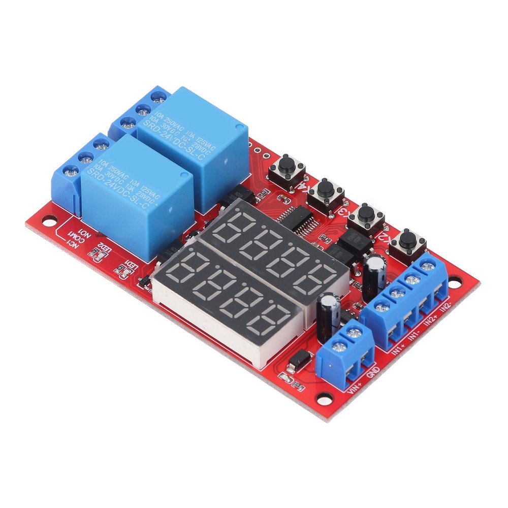24V 2 Channel Relay Module LED Display Delay Self Locking Cycle Timer Module