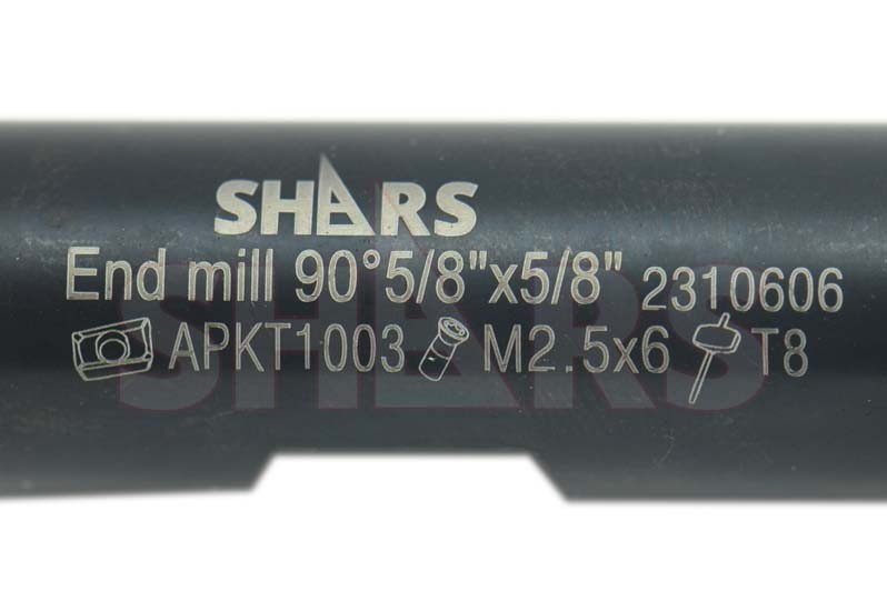 Shars CNC 5/8" 90° Indexable End Mill + 2 APKT1003 Carbide Inserts ![