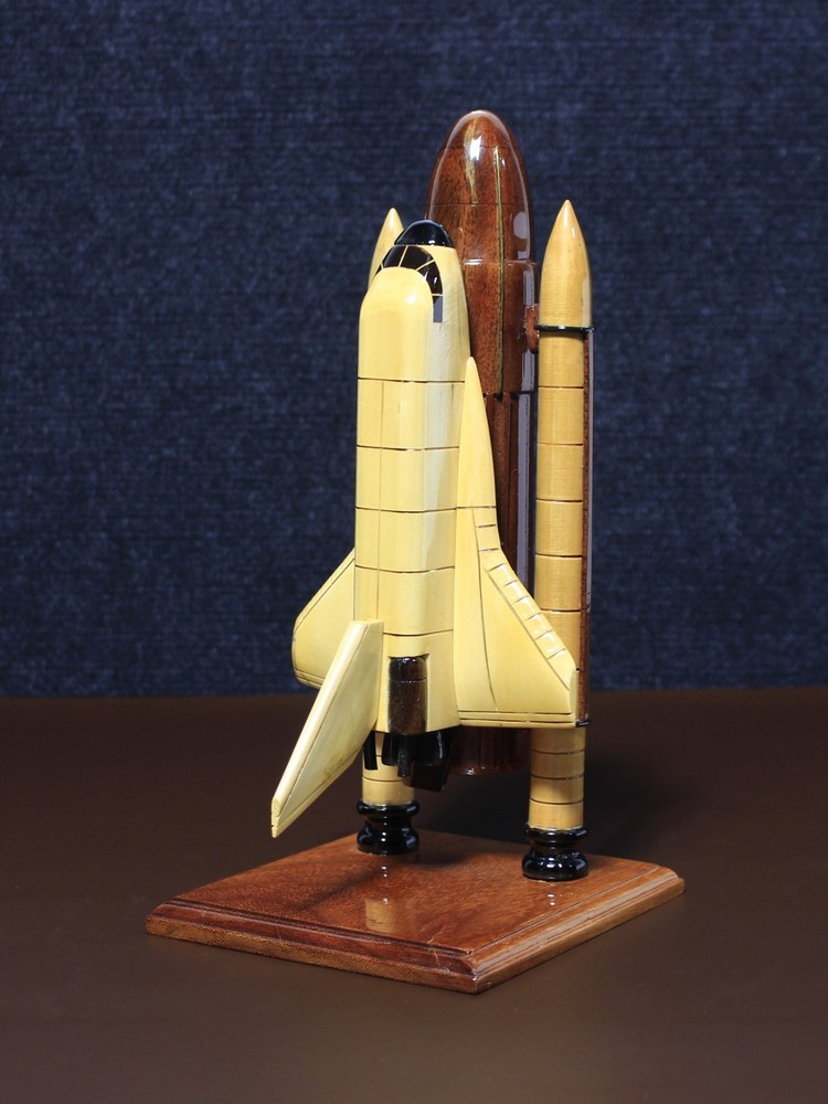 Handcrafted Wooden Space Shuttle Model | Science Desk Decor