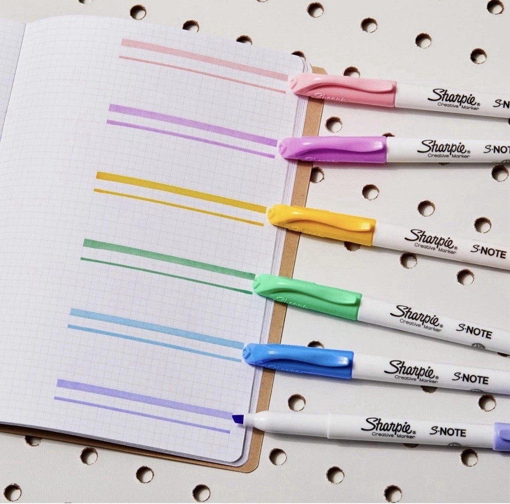 Sharpie S Note 6 Count Chisel Tip Creative Marker Pens Assorted Pastel Colours