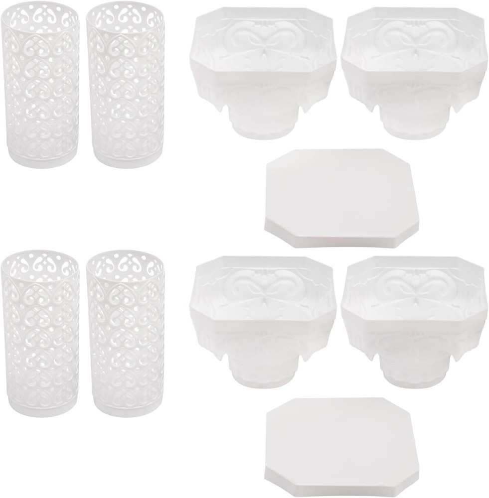 White Heart-Shaped Roman Pillars - 4PCS Versatile Wedding Decorations