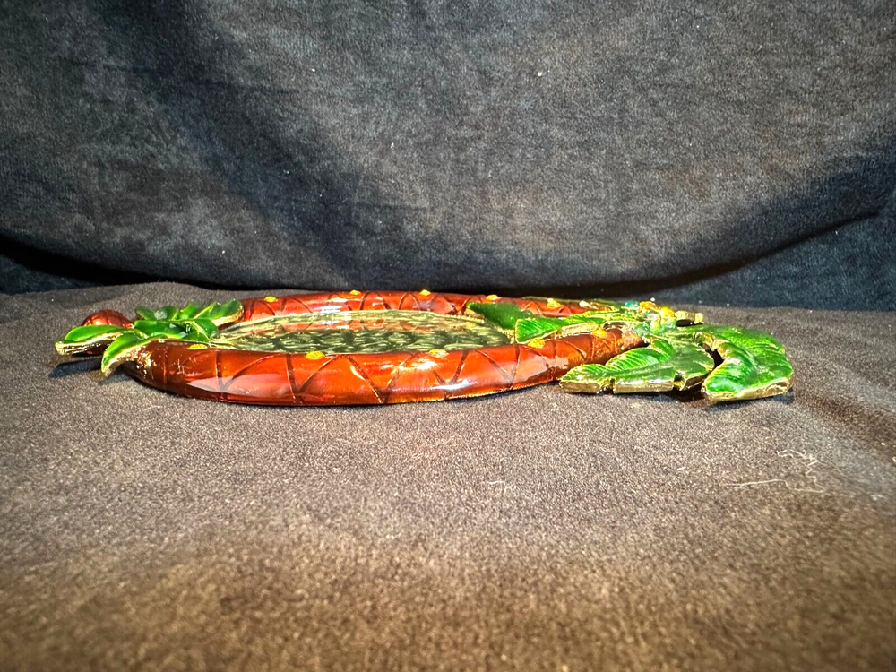 Solid Brass and Enamel Palm Trees Cup Plate Coaster Tray