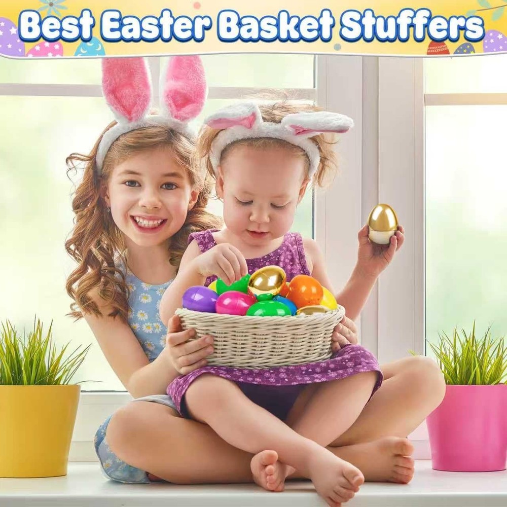 50 Pack Plastic Easter Eggs, 2.4'' Bulk Empty Easter Eggs in 6 Colors w