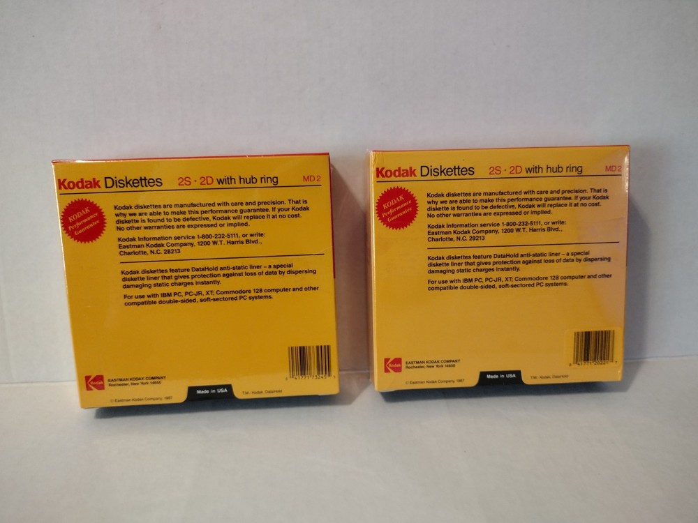 1987 Kodak 5 1/4" Diskettes 2S 2D Double Sided Density 10 Computer Discs Sealed