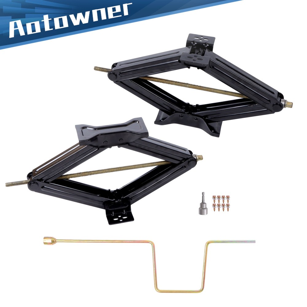 Pair Camper RV Trailer Stabilizer Leveling Scissor Jacks with Handle 24" 5000Lbs