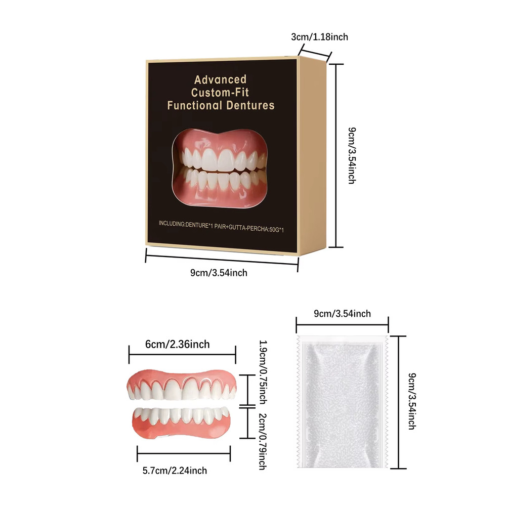 Silicone False Teeth Veneers Upper Lower Set Soft Denture Comfort Perfect Smile