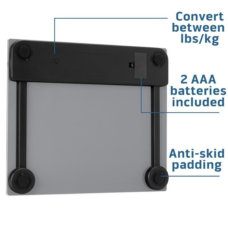 Extra Wide Digital Bathroom Scale 500lb Capacity Large LCD Display 4 User Memory