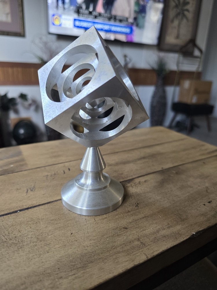 Vintage SILVER Toned Machined Turners Cube