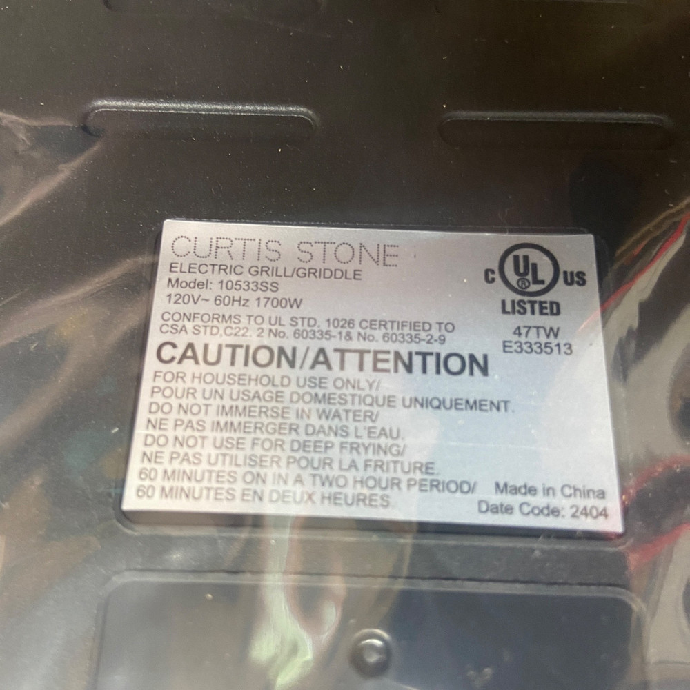 Curtis Stone Electric Griddle Model 10533SS New Open Box