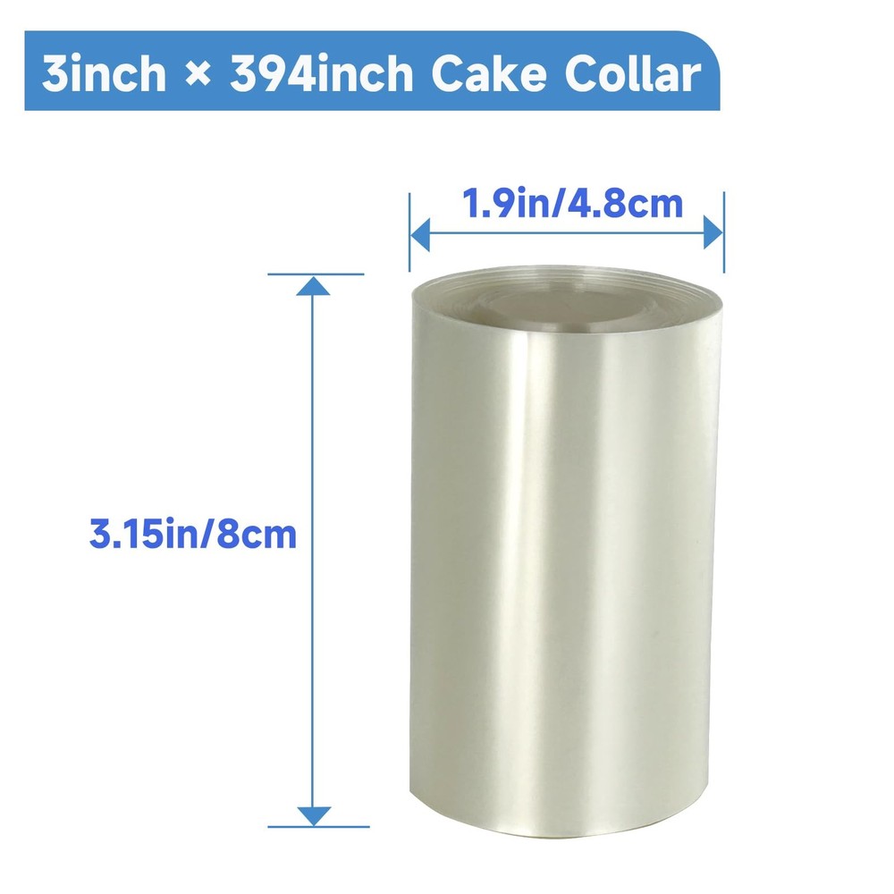 2 PCS 3x394 inch Cake Collars Transparent Acetate Sheet Roll for Baking