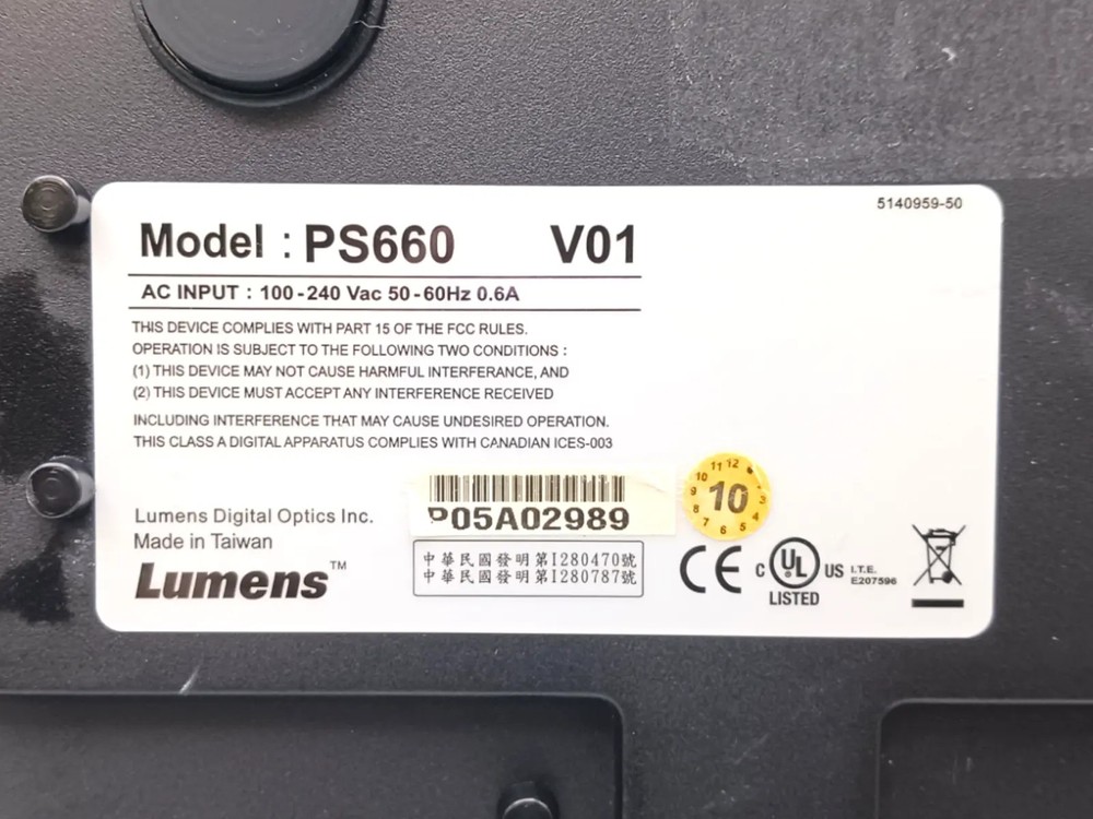 Lumens PS660 Digital Visualizer Overhead Projector No Remote --- Tested