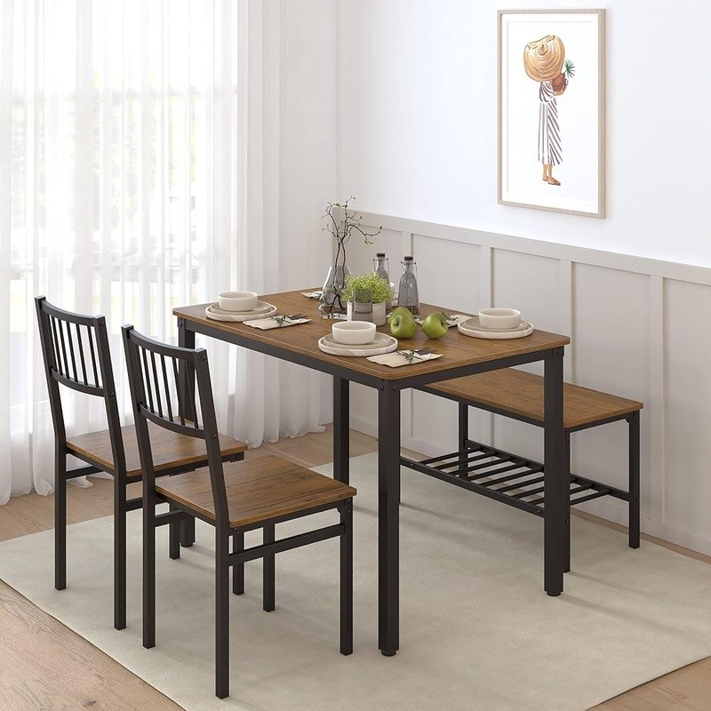 Multifunctional Dining Table Set W/ Chairs & Bench Easy Assembly Modern Design