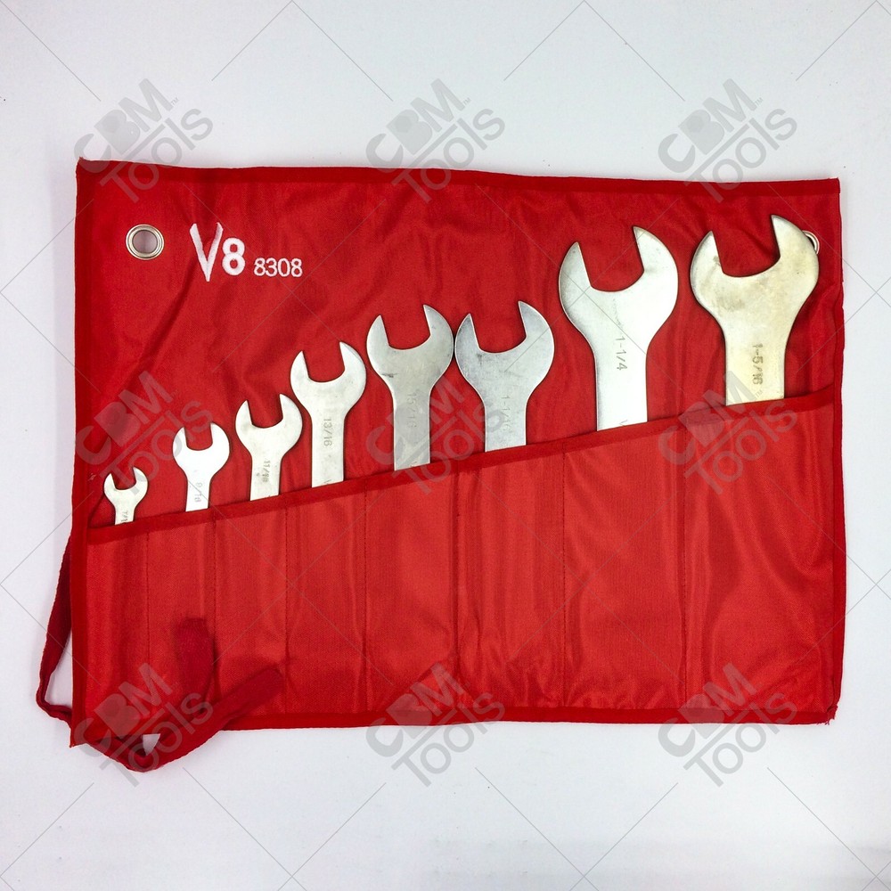V8 Tools 8308 8 Piece SAE Super Thin Wrench Set