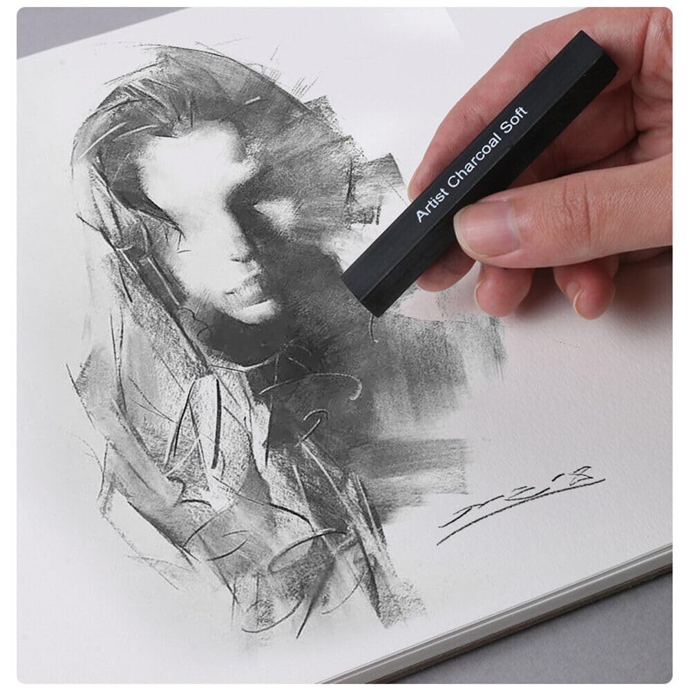 Artist Compressed Charcoal Sticks for Sketching, Drawing, Shading, Soft, Medium,