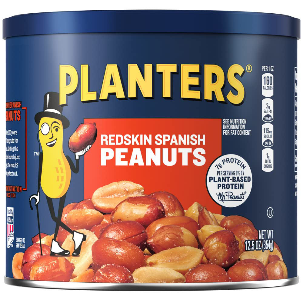 Planters Redskin Spanish Peanuts (6 ct Pack 12.5 oz Canisters)