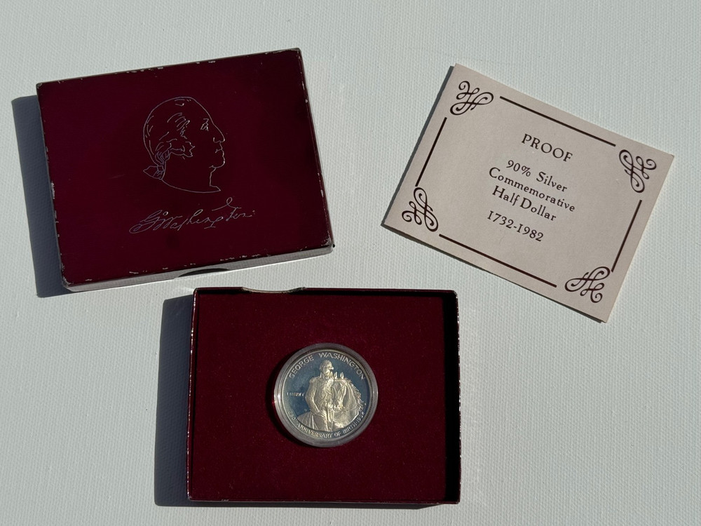 1982-S Washington 50C Proof Commemorative Silver Half Dollar w/ Box