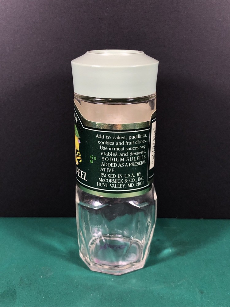 Vintage McCormick | Lemon Peel | Spice Jar | Green Lid | Empty