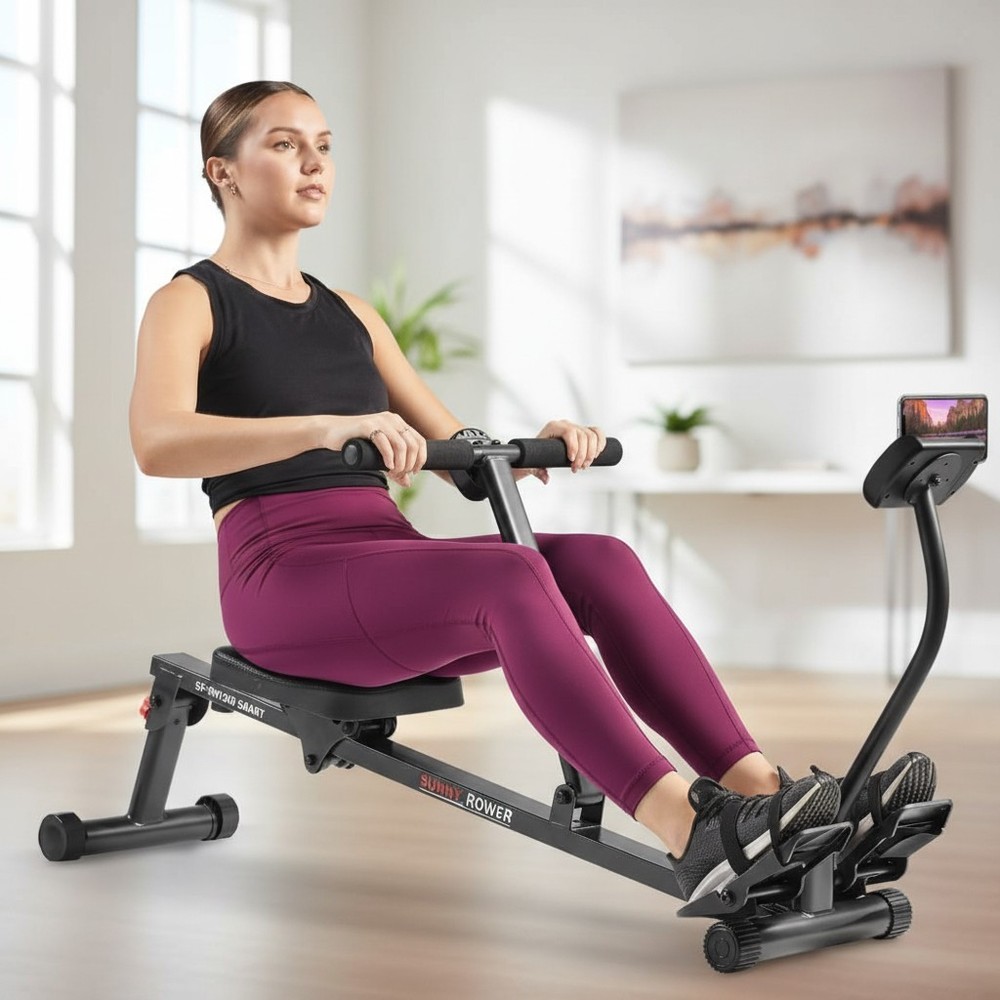 Hydraulic Rowing Machine with Integrated App Holder – Ultimate Home Workout Gear