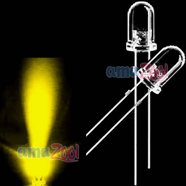 50pcs Superbright 3mm Round Yellow LED Light 2pin 5000MCD