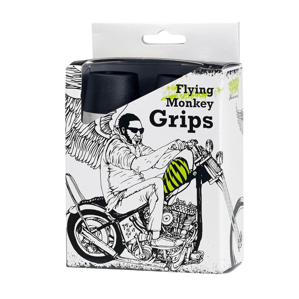 Lowbrow Customs Flying Monkey Grips Black and White Striped for 1" Handlebars