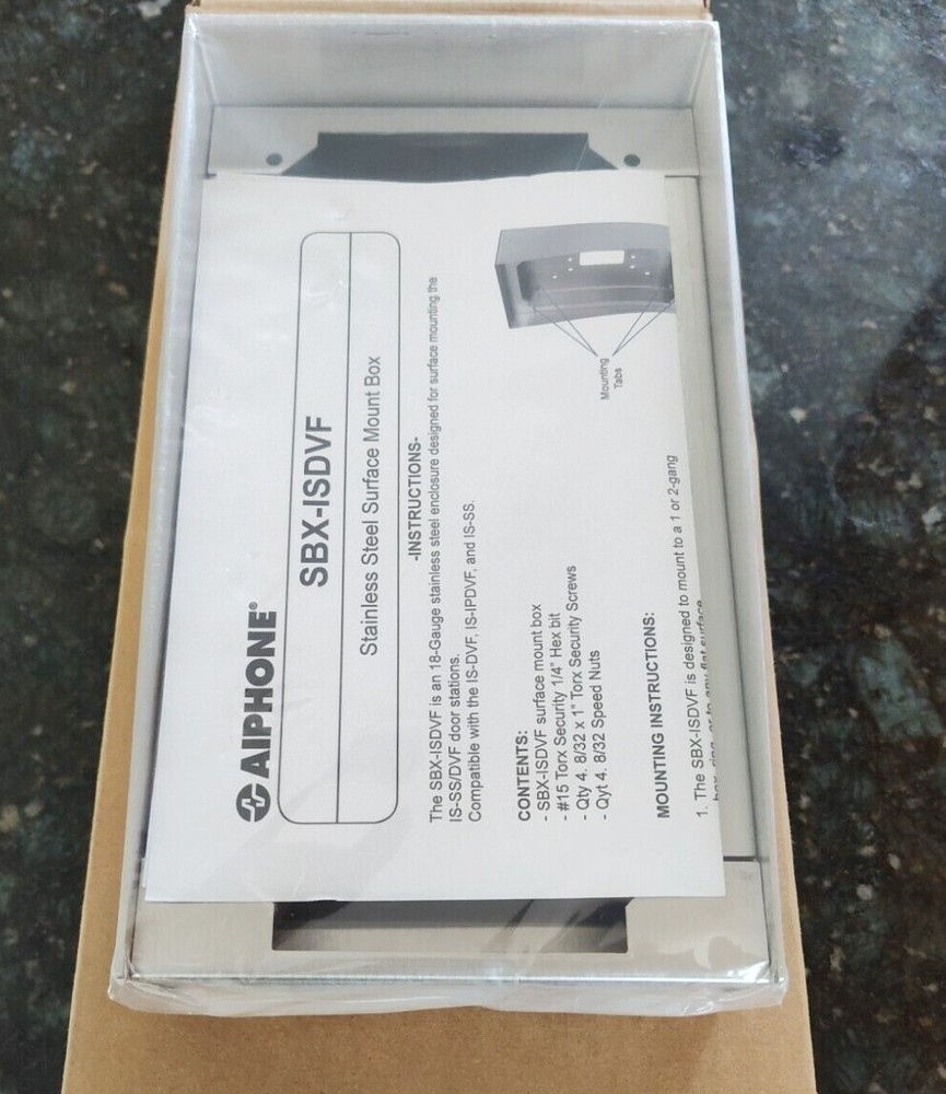 Aiphone SBX-ISDVF Surface Mount Box: IS-DVF, IS-IPDVF, IS-SS, IX-DF, IX-SS, IX-D