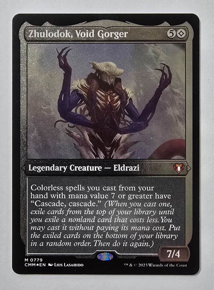 Zhulodok, Void Gorger Commander Masters Foil Etched THICK CARD Commander