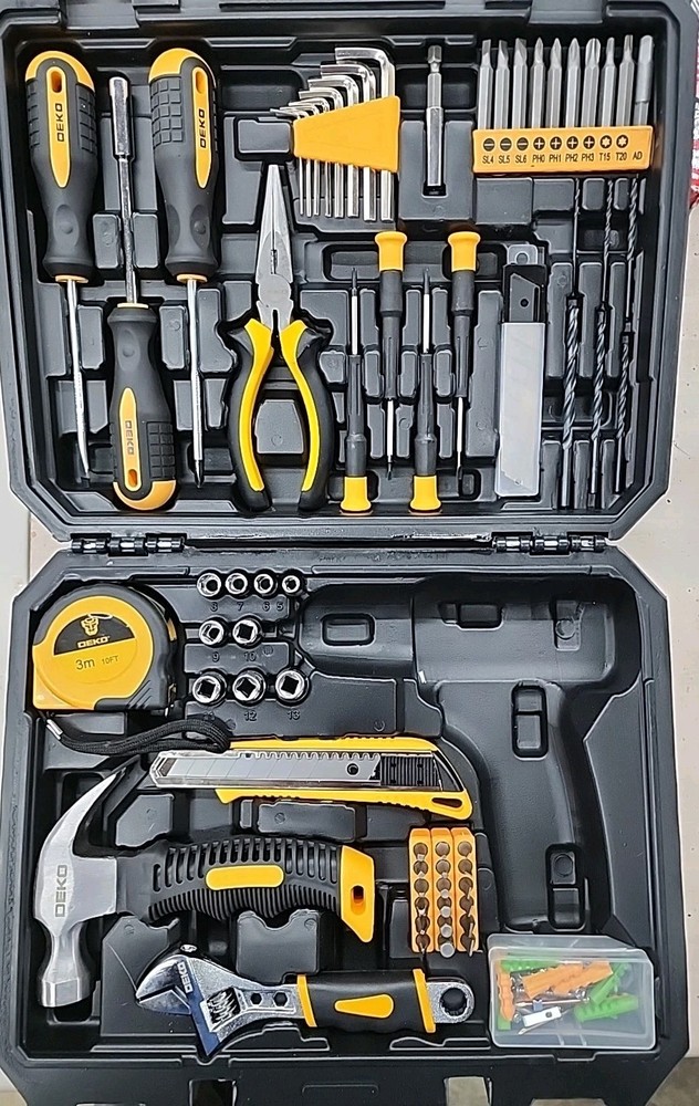 NO DRILL--DEKOPRO Tool SetTool Kit with Tool Box without Drill, NO DRILL