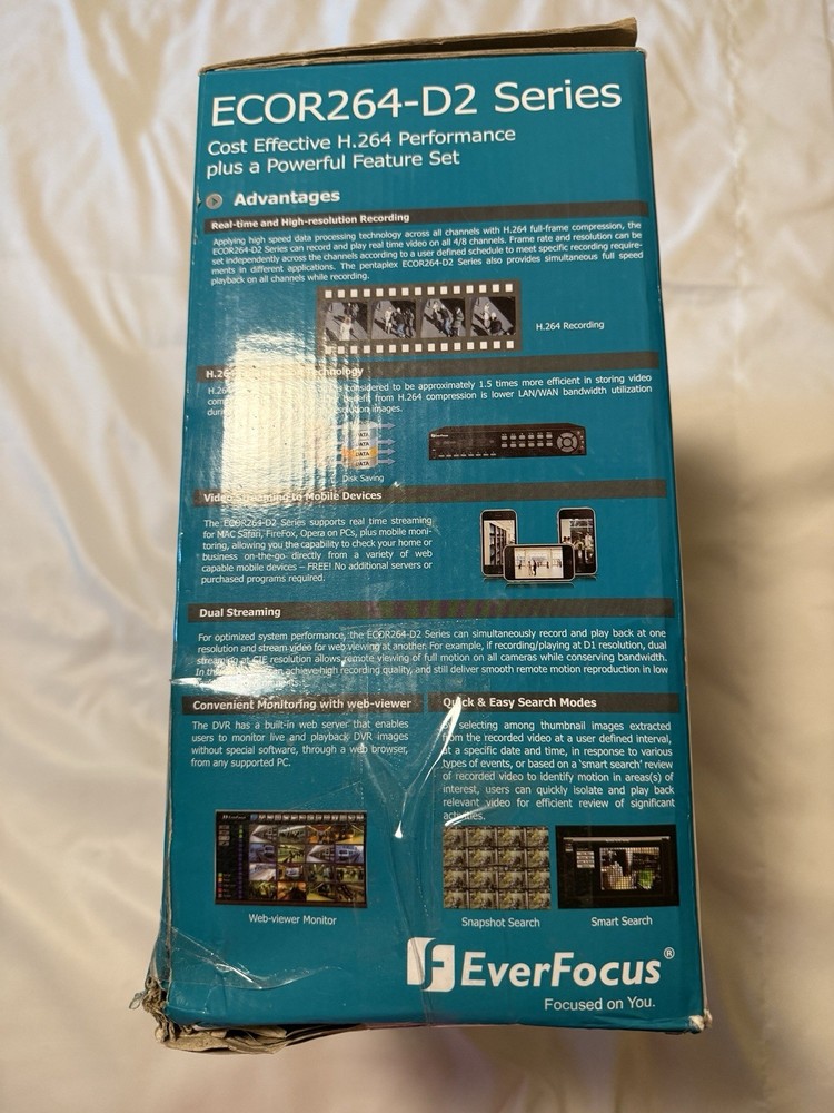 EverFocus ECOR264-4D2 DVR 4 Channel Security Recorder 500GB Open Box Powers On